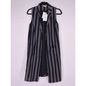Glamorous Nordstrom Navy‎ Striped Sleeveless Cardigan Women's Size Medium NEW